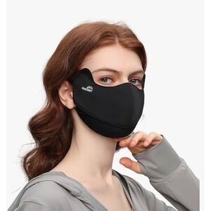OHSUNNY UPF50+ Sun Protection Face Mask Black Cooling Fabric Adjustable Cords